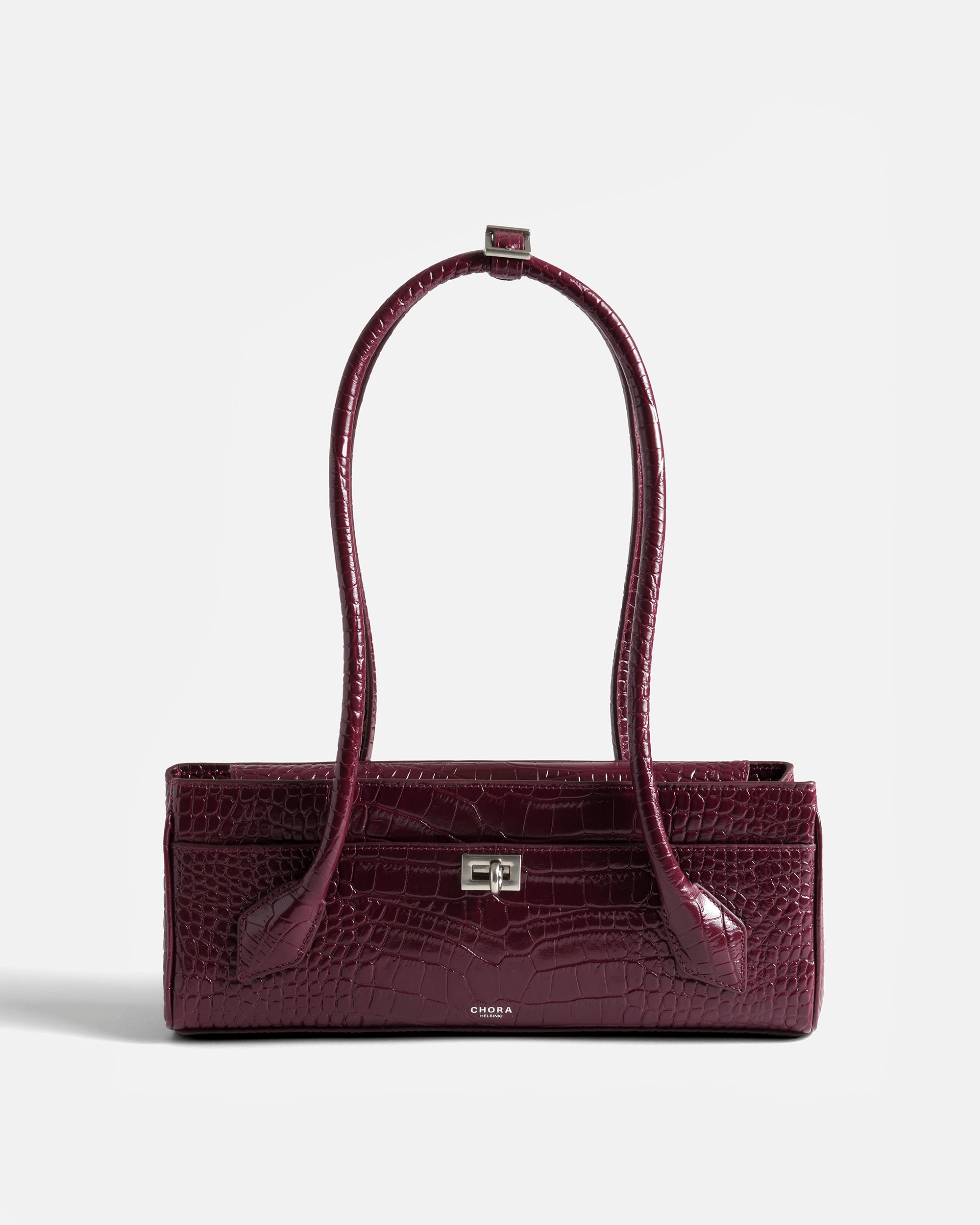 Isla - Burgundy Croc-Embossed