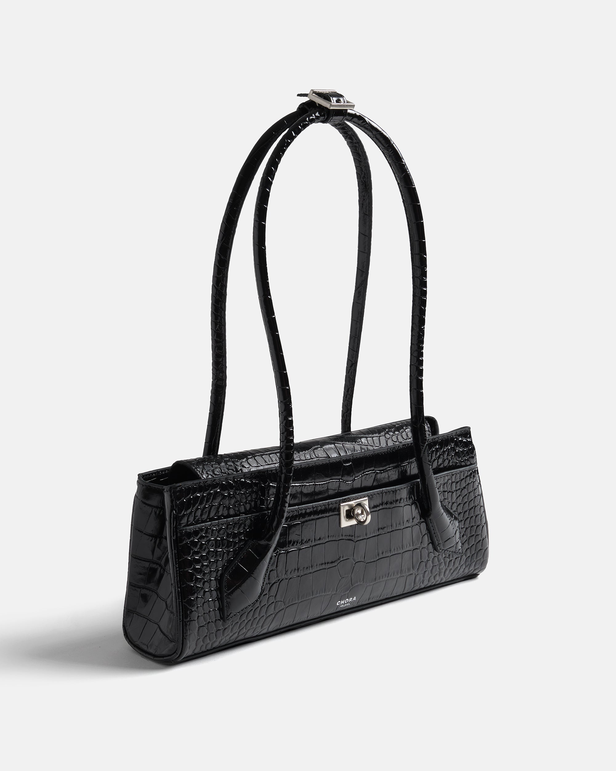 Isla - Black Croc-Embossed