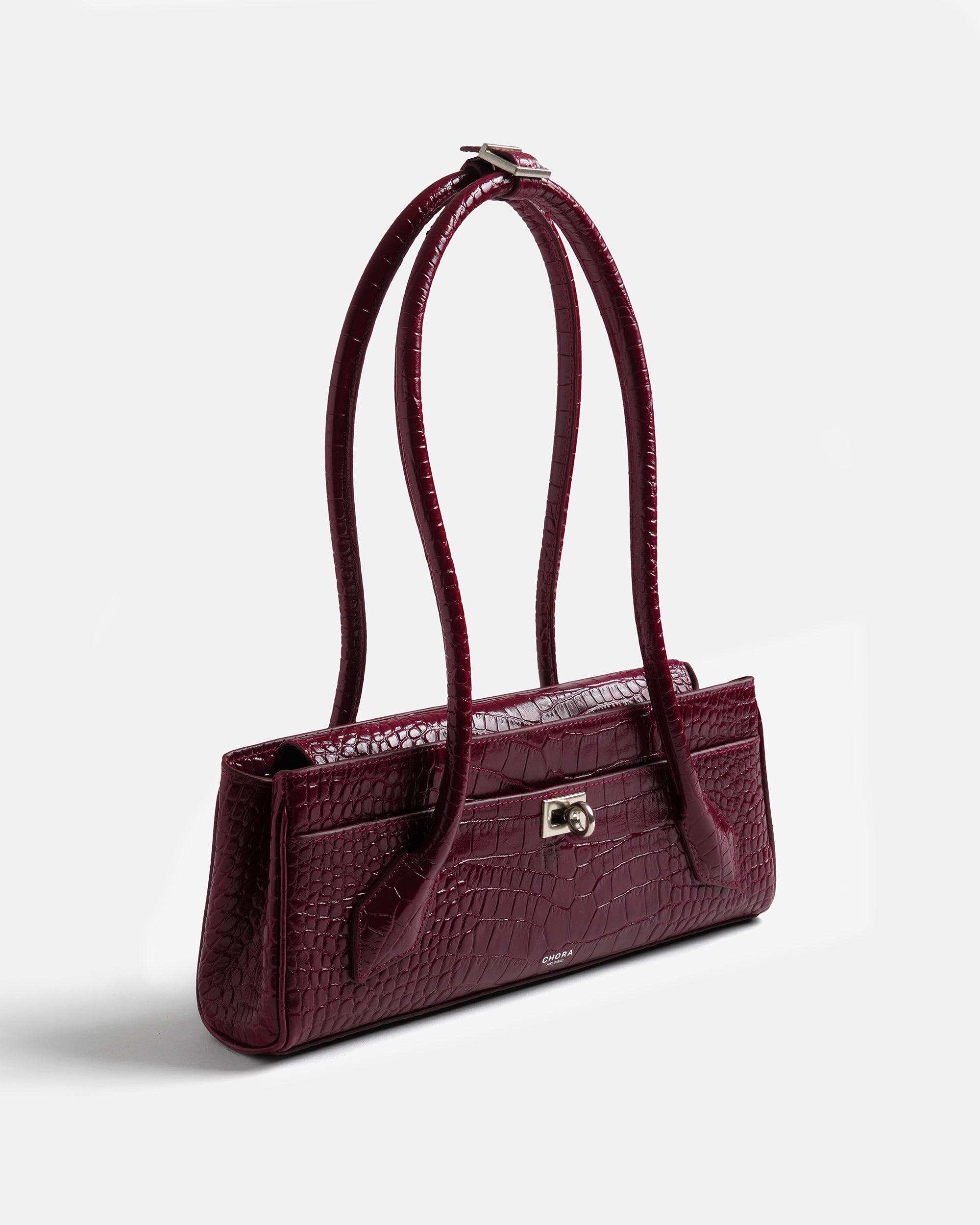 Isla - Burgundy Croc-Embossed