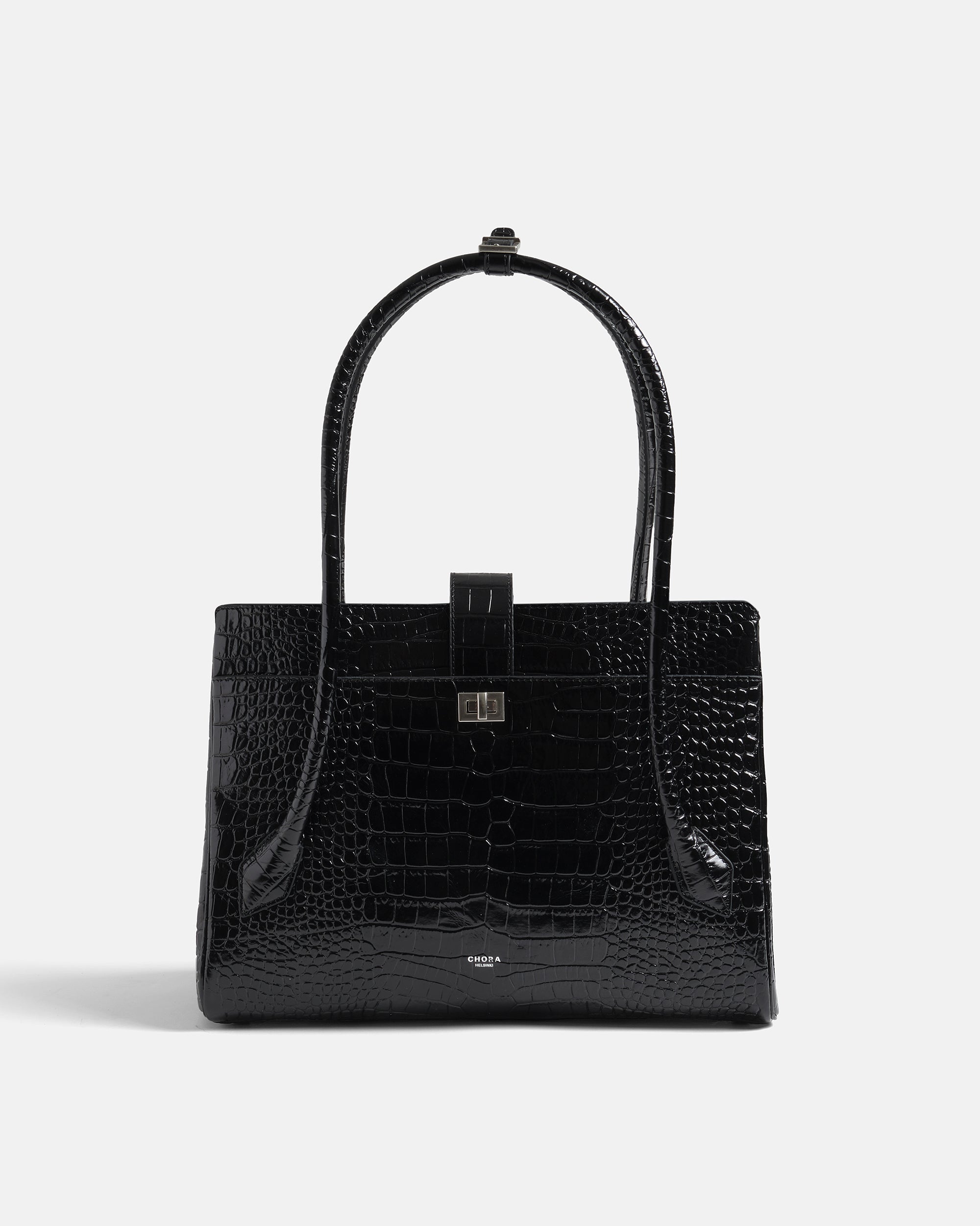 Cleo - Black Croc-Embossed