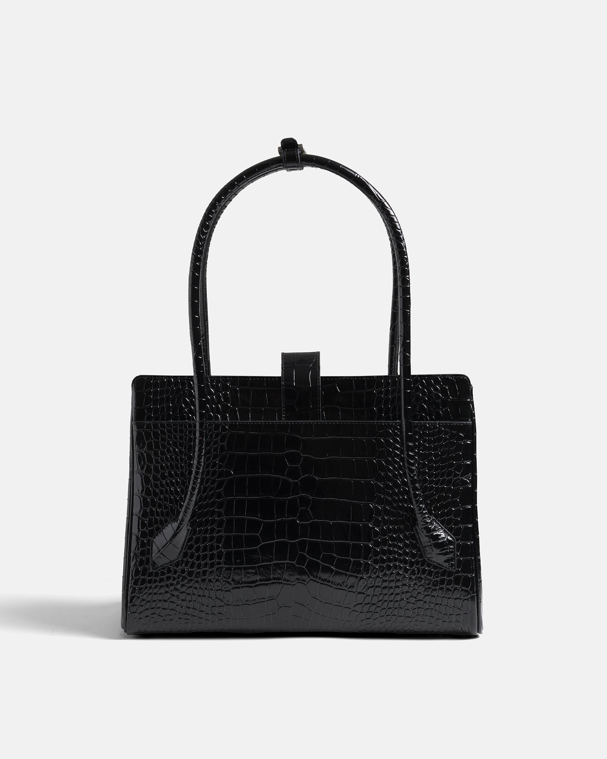 Cleo - Black Croc-Embossed