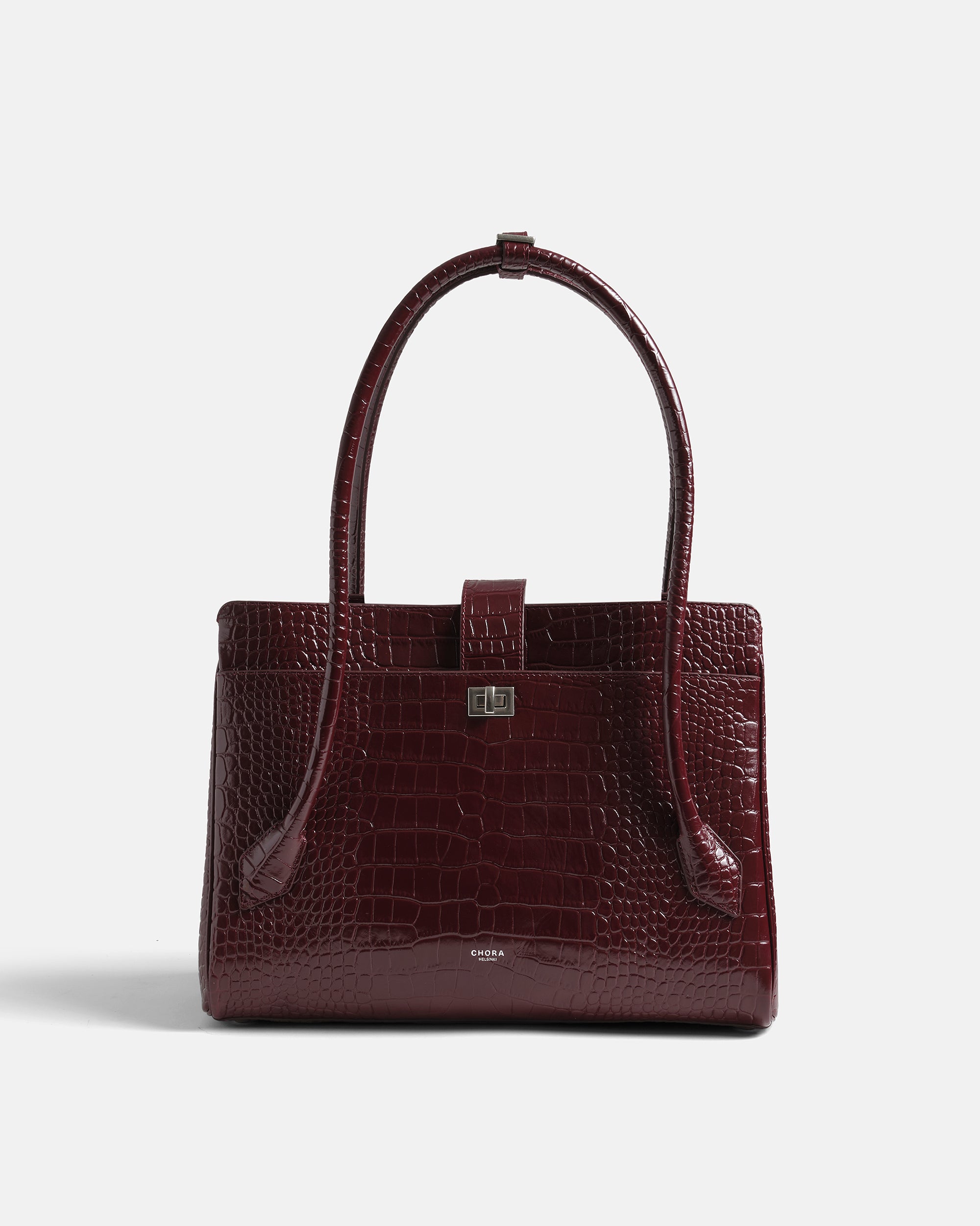 Cleo - Burgundy Croc-Embossed