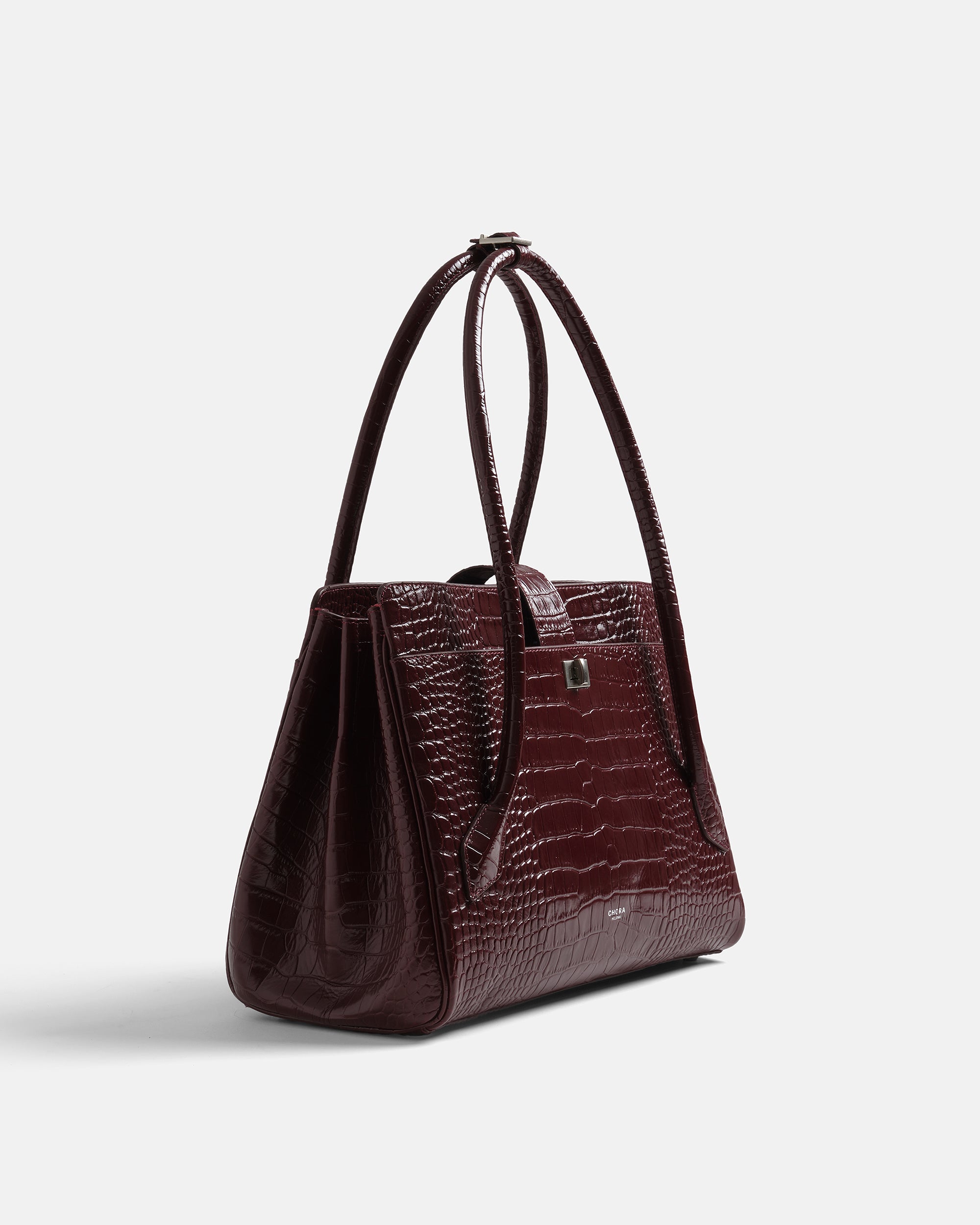 Cleo - Burgundy Croc-Embossed