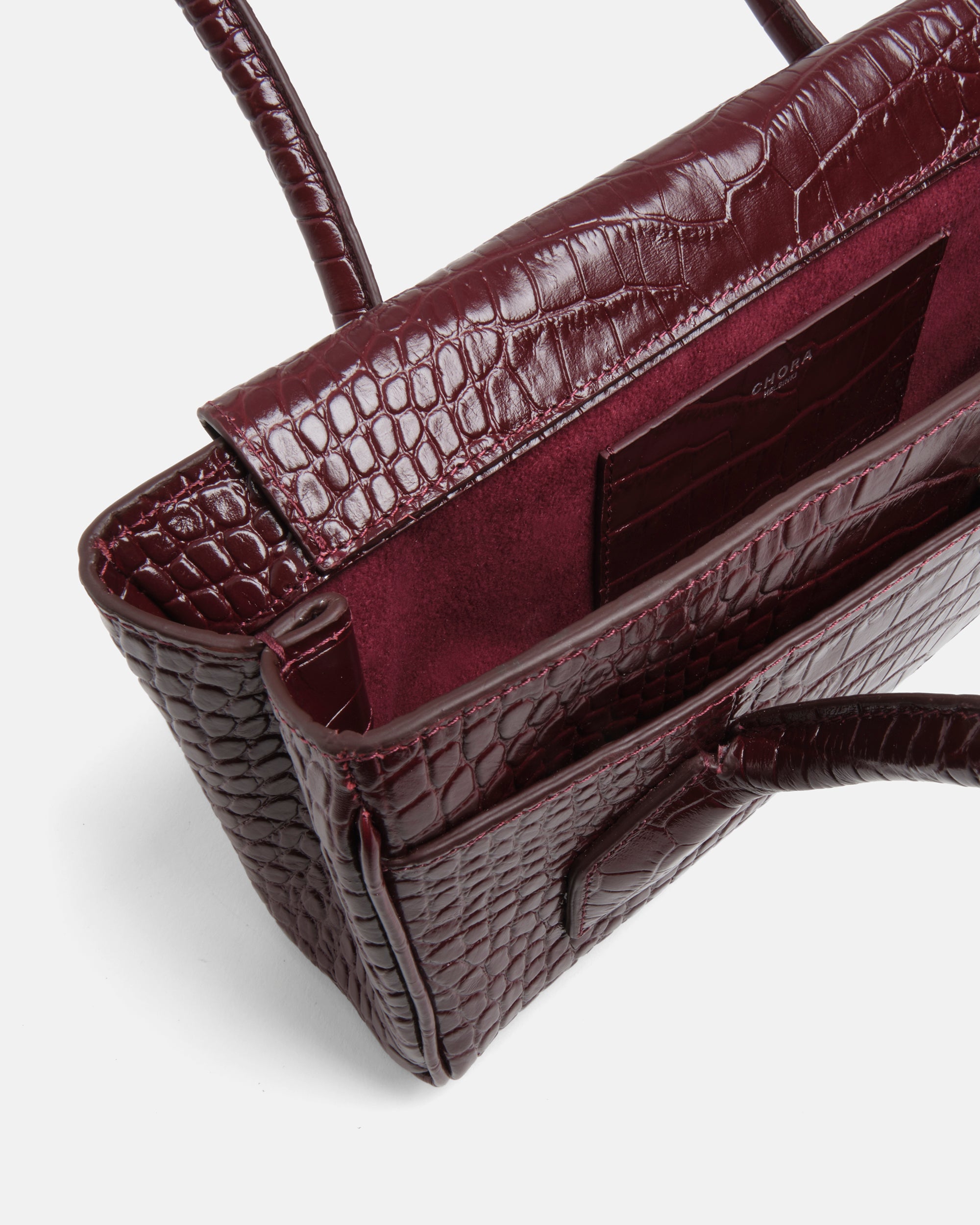 Isla - Burgundy Croc-Embossed
