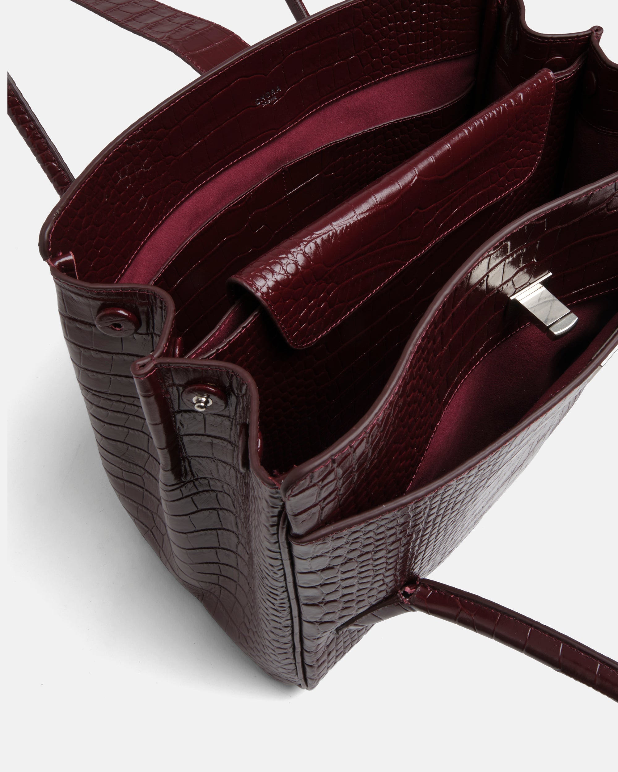 Cleo - Burgundy Croc-Embossed