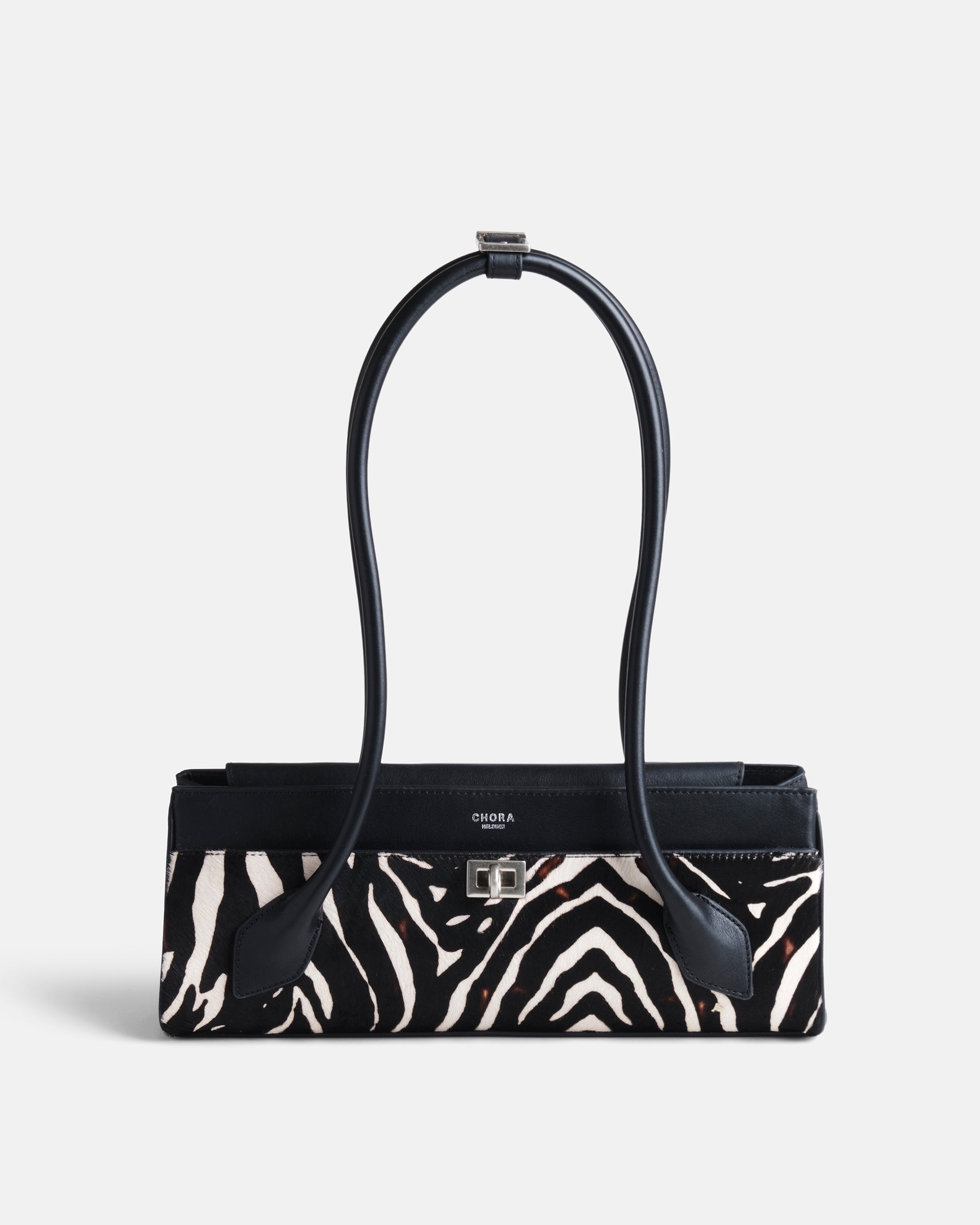 希少 極美品 ブルガリ ジュエリー柄 トートバッグ PVC レザー ブラック系 Isla - Zebra Print Haircalf